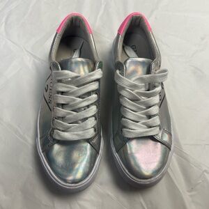 Guess Silver and Pink Women's Sneakers - size 7